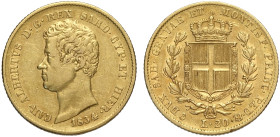 Savoia, Carlo Alberto (1831-1849), 20 Lire 1834 senza segno di zecca, Rara Au mm 21 BB+