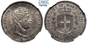 Savoia, Carlo Alberto (1831-1849), 2 Lire 1846 Torino, RR Ag mm 27 di eccelsa qualità, in Slab NGC MS64 (cert. 5784869004 Top Pop!)