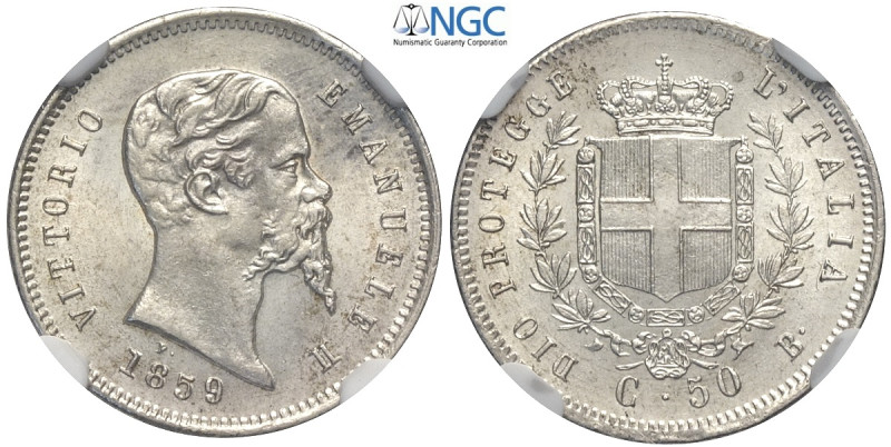 Savoia, Vittorio Emanuele II Re Eletto (1859-1861), 50 Centesimi 1859 Bologna, R...