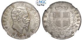 Regno d'Italia, Vittorio Emanuele II (1861-1878), 5 Lire 1870-M Milano, Ag mm 37 conservazione eccezionale, In Slab NGC MS65 (cert. 5785426013 Top Pop...