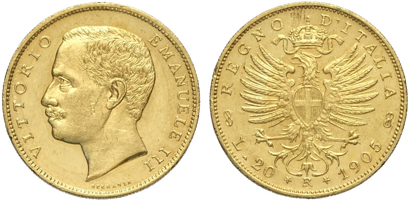 Regno d'Italia, Vittorio Emanuele III (1900-1943), 20 Lire 1905, Rara Au mm 21 b...