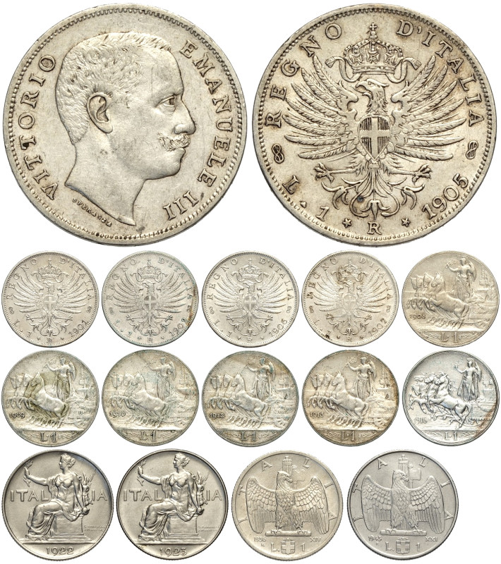 Regno d'Italia, Vittorio Emanuele III (1900-1943), Lotto di 15 Monete differenti...