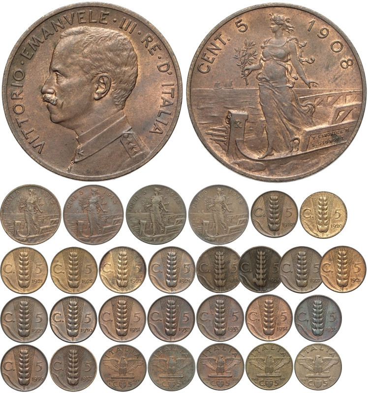 Regno d'Italia, Vittorio Emanuele III (1900-1943), Lotto di 29 Monete differenti...