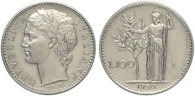 Repubblica Italiana, Monetazione in Lire (1946-2001), 100 Lire 1950 Prova in Acmonital, RR Pag-691 Ac mm 28 g 9,73 FDC