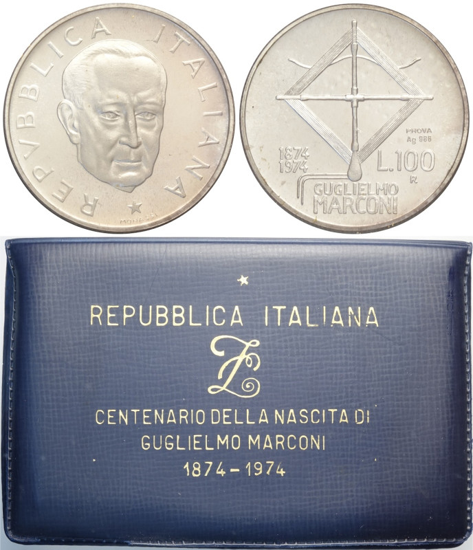 Repubblica Italiana, Monetazione in Lire (1946-2001), 100 Lire 1974 Prova in Arg...