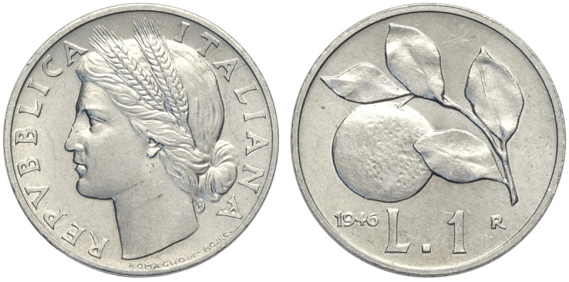 Repubblica Italiana, Monetazione in Lire (1946-2001), Lira 1946, Rara It mm 21,6...