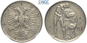 Albania, Ahmet Bey Zogu (1925-1939), Prova 1/2 Lek 1926, Mintage: 25, RRRR Pag-821 KM-Pr5, Ni mm 24 g 6,00 conservazione eccezionale, in Slab NGC MS66...