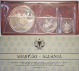 Albania, People's Socialist Republic (1945-1990), Silver Proof Set 1968 (3), KM-PSA2 Ag 999 g 133,32 with original box (box damaged and a part is miss...
