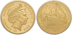 Alderney, Elizabeth II (1952-2022), 25 Pounds (Sovereign) 2012, Mintage: 1000, Au mm 22 g 7,98 BU/Proof