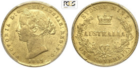 Australia, Victoria (1837-1901), Sovereign 1867-SY Sydney, Au mm 22 buona qualità per il tipo, in Slab PCGS MS61
