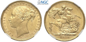 Australia, Victoria (1837-1901), Sovereign 1878-M Melbourne, Au mm 22 in Slab NGC MS62
