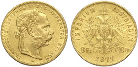 Austria, Franz Joseph I (1848-1916), 20 Francs 8 Forint 1877, Au mm 21 q.SPL