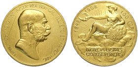 Austria, Franz Joseph I (1848-1916), 100 Corona 1908, Au mm 37 graffietto al dritto altrimenti SPL+