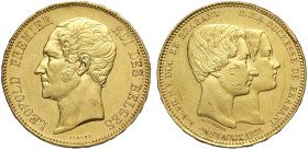 Belgium, Leopold I (1831-1865), 100 Francs 1853, Au mm 37,5 g 32,20 edge repaired, some marks, otherwise SPL