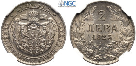 Bulgaria, Boris III (1918-1943), 2 Leva 1925 Lightning Bolt, Ni mm 23 in Slab NGC MS64