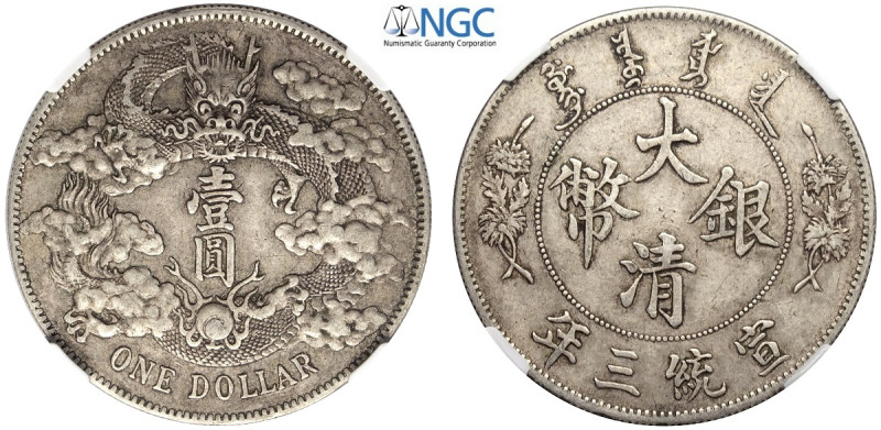 China, Hsuan-t'ung (1909-1911), Dollar year 3 (1911), L&M-37 no period - extra f...