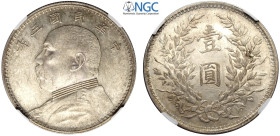 China, Republic, Dollar year 3 (1914), L&M-63 Ag mm 39 in Slab NGC MS61