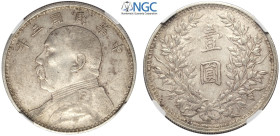 China, Republic, Dollar year 3 (1914), L&M-63 Ag mm 39 in Slab NGC AU53