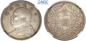 China, Republic, Dollar year 3 (1914), L&M-63 Ag mm 39 in Slab NGC XF45