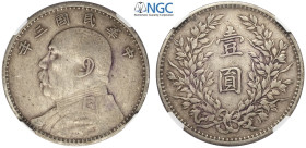 China, Republic, Dollar year 3 (1914), L&M-63 Ag mm 39 in Slab NGC VF25
