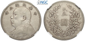 China, Republic, Dollar year 3 (1914), L&M-63 Ag mm 39 in Slab NGC F15
