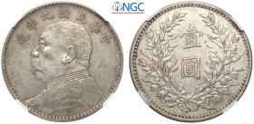China, Republic, Dollar year 9 (1920), L&M-77 Ag mm 39 in Slab NGC XF45