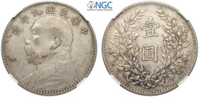 China, Republic, Dollar year 9 (1920), L&M-77 Ag mm 39 in Slab NGC VF30