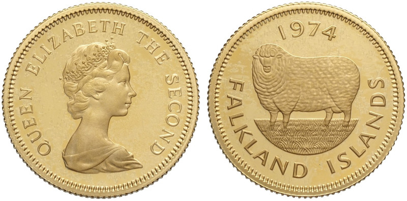 Falkland, Elizabeth II (1952-2022), Pound 1974, Au mm 22 Proof