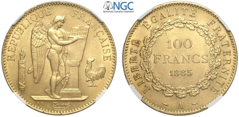 France, Third Republic (1870-1940), 100 Francs 1885-A, Au mm 35 di alta conserva...