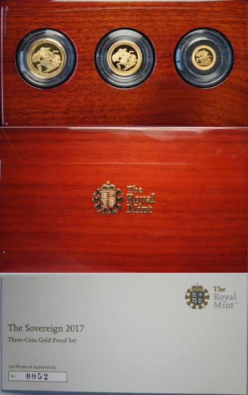 Great Britain, Elizabeth II (1952-2022), Gold Sovereign Proof Set 2017 (3), Sove...