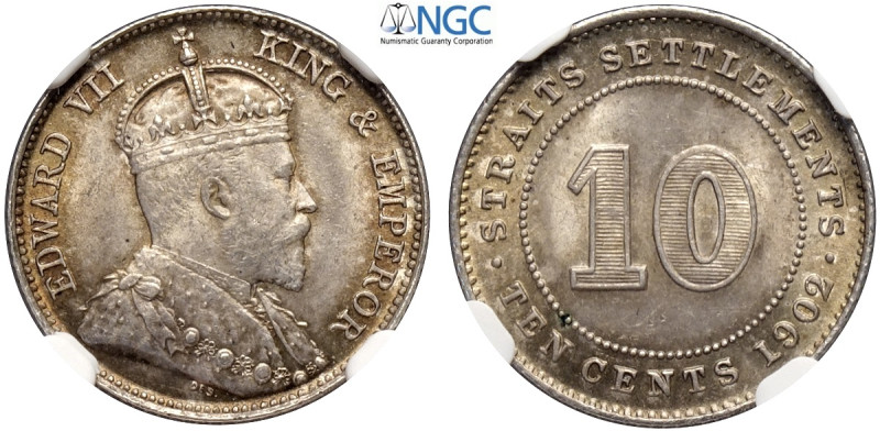 Straits Settlements, Edward VII (1901-1910), 10 Cents 1902, Ag mm 18 in Slab NGC...