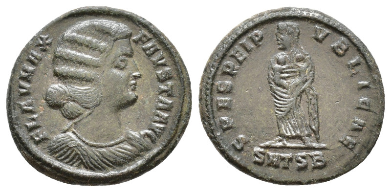 Fausta. Augusta, 324-326 AD. Follis. Thessalonica. Obv: FLAV MAX FAVSTA AVG. Dia...