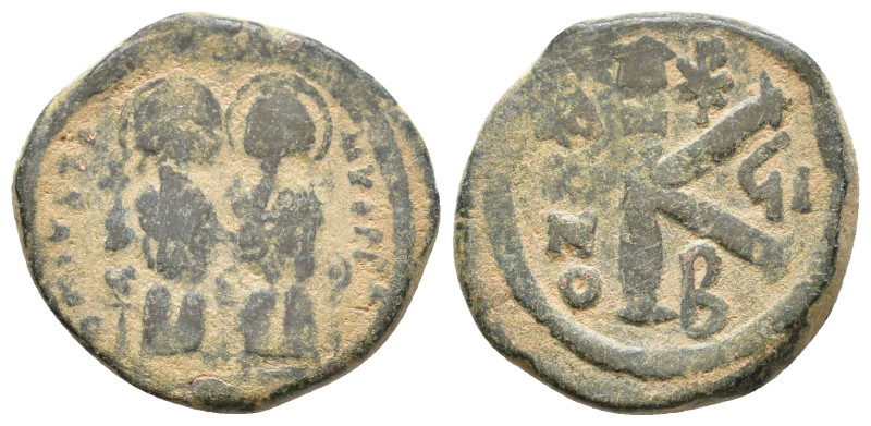 Justin II and Sophia. AD 565-578. Half Follis. AE 7,96g