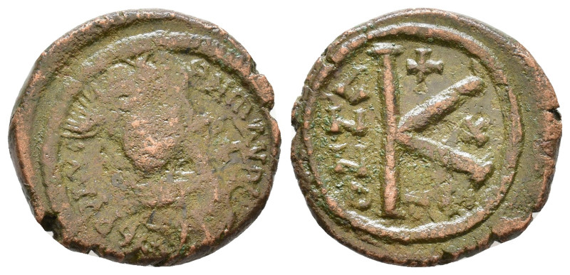 Maurice Tiberius. 582-602. half follis AE 6,22g