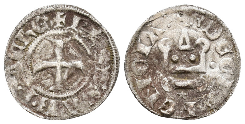 Principality of Achaea. Philippe de Taranto. 1307-1313. Denier AR 0,84g