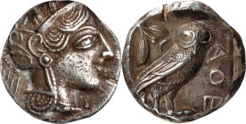 ATTICA. Athens. AR Tetradrachm (16.88 gms), ca. 454-404 B.C. ANACS EF-45.
HGC-4, 1597; Kroll-8. Obverse: Helmeted head of Athena right; Reverse: Owl ...