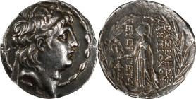 SYRIA. Seleukid Kingdom. Antiochos VII Sidetes, 138-129 B.C. AR Tetradrachm, Antioch on the Orontes Mint, ca. 138-129 B.C. NGC Ch VF. Ex-Jewelry; Mark...