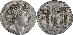 SYRIA. Seleukid Kingdom. Antiochos VIII Grypos, 125-96 B.C. AR Tetradrachm, Ake-Ptolemais Mint, ca. 121/0-113 B.C. NGC Ch EF.
HGC-9, 1197H; SC-2336.2...