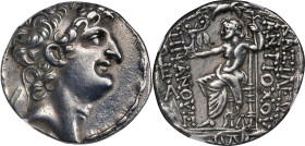 SYRIA. Seleukid Kingdom. Antiochos VIII Grypos, 125-96 B.C. AR Tetradrachm, Antioch on the Orontes Mint, ca. 109-96 B.C. NGC EF. Brushed.
HGC-9, 1200...