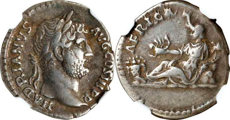 HADRIAN, A.D. 117-138. AR Denarius (3.33 gms), Rome Mint, ca. A.D. 130-133. NGC ...