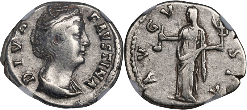 FAUSTINA SENIOR (WIFE OF ANTONINUS PIUS). AR Denarius, Rome Mint, ca. A.D. 141-1...