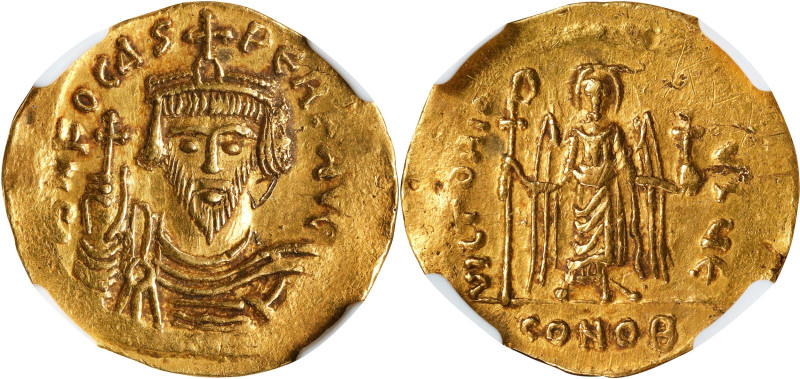 PHOCAS, 602-610. AV Solidus (4.51 gms), Constantinople Mint, 5th Officina, 607-6...