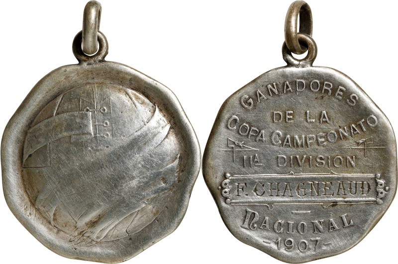 ARGENTINA. Championship Cup Winner's Silver Medal, 1907. VERY FINE, Tooled.
Dia...