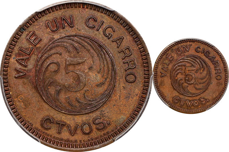 BOLIVIA. Panama Canal Zone. Copper 5 Centavos Token, ND (ca. 1870s). PCGS MS-62 ...