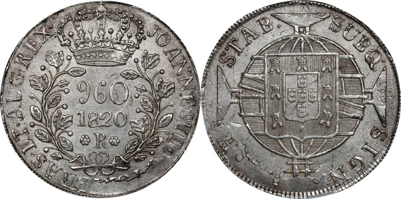 BRAZIL. 960 Reis, 1820-R. Rio de Janeiro Mint. Joao VI. NGC MS-62.
KM-326.1; LD...