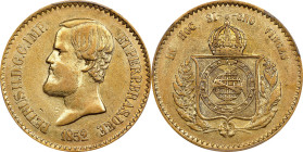 BRAZIL. 20000 Reis, 1852. Rio de Janeiro Mint. Pedro II. PCGS EF-45.
Fr-121; KM-463; LDMB-O636. AGW: 0.5286 oz. Rich honey gold surfaces exhibit tang...