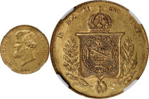 BRAZIL. 20000 Reis, 1864. Rio de Janeiro Mint. Pedro II. NGC AU-50.
Fr-121A; KM-468. A limitedly handled example, this piece should generate immediat...