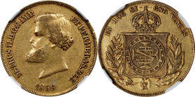 BRAZIL. 10000 Reis, 1859. Rio de Janeiro Mint. Pedro II. NGC AU-55.
Fr-122; KM-467. A KEY DATE to the series, this example, despite some limited circ...