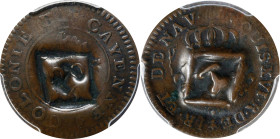 BRITISH VIRGIN ISLANDS. Tortola. Black Dog (1-1/2 Pence), ND (1792-1811). George III. PCGS VF-25.
KM-11; Prid-19C. Countermark on a 2 Sous from Frenc...