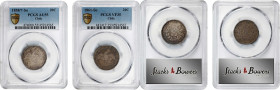 CHILE. Duo of 20 Centavos (2 Pieces), 1858-61. Santiago Mint. Both PCGS Certified.
1) 1858/7-So. PCGS AU-55. KM-125. 2) 1861-So. PCGS VF-35. KM-125A....